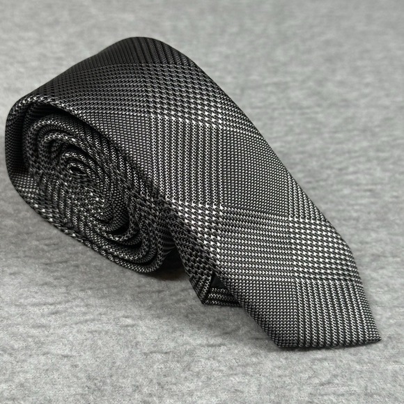H&M Other - H&M Black Gray Houndstooth Plaid Polyester Men's Neck Tie Slim / Modern Style